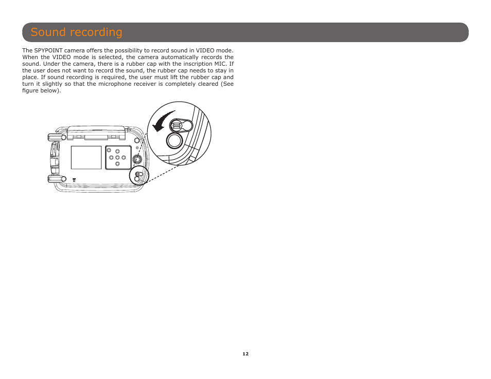 Sound recording, Ecords sound in video mode (p.12) | SPYPOINT HAWK User Manual User Manual | Page 12 / 18