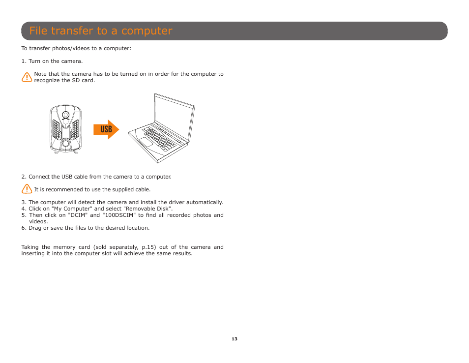 File transfer to a computer, P.13) | SPYPOINT HAWK User Manual User Manual | Page 13 / 18