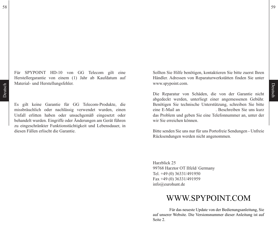 SPYPOINT HD-10 User Manual | Page 30 / 30