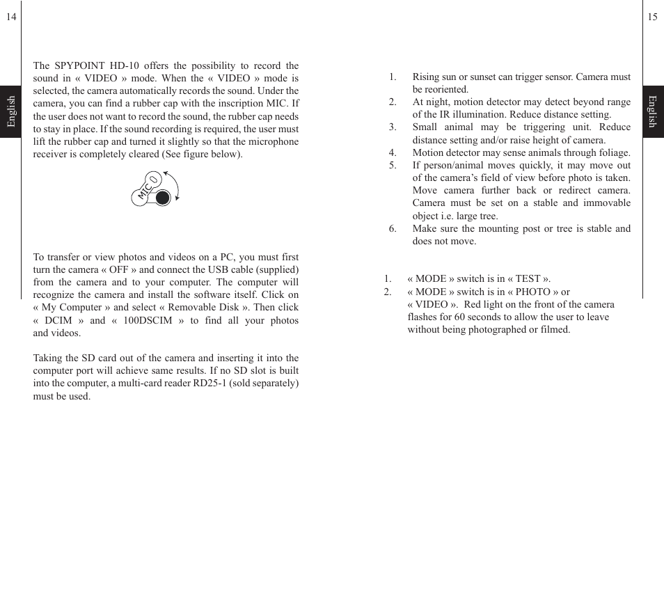 SPYPOINT HD-10 User Manual | Page 8 / 30