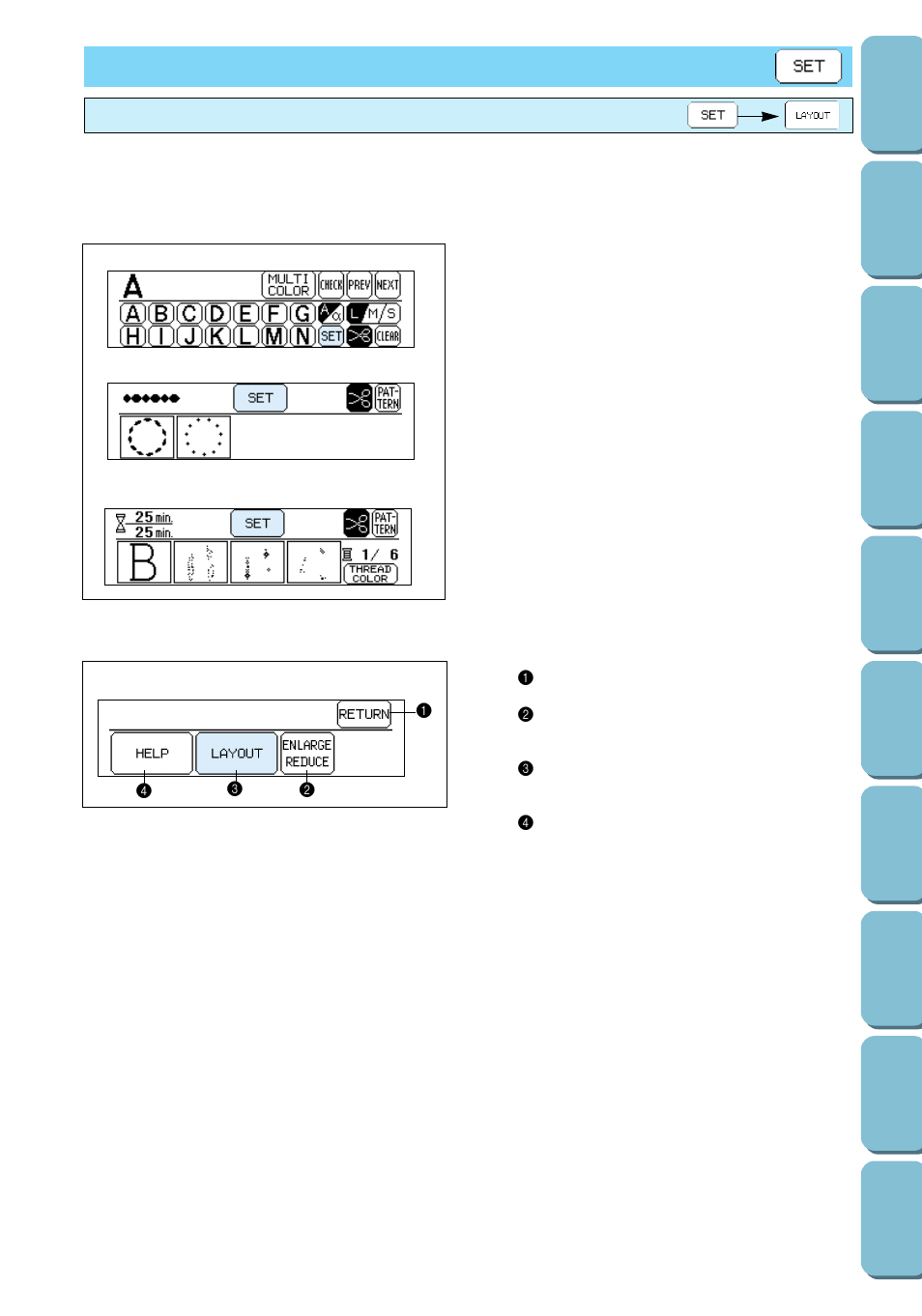 Changing the pattern setting, Editing the layout of the pattern, Changing the pattern settings | Brother PC 6500 User Manual | Page 107 / 140