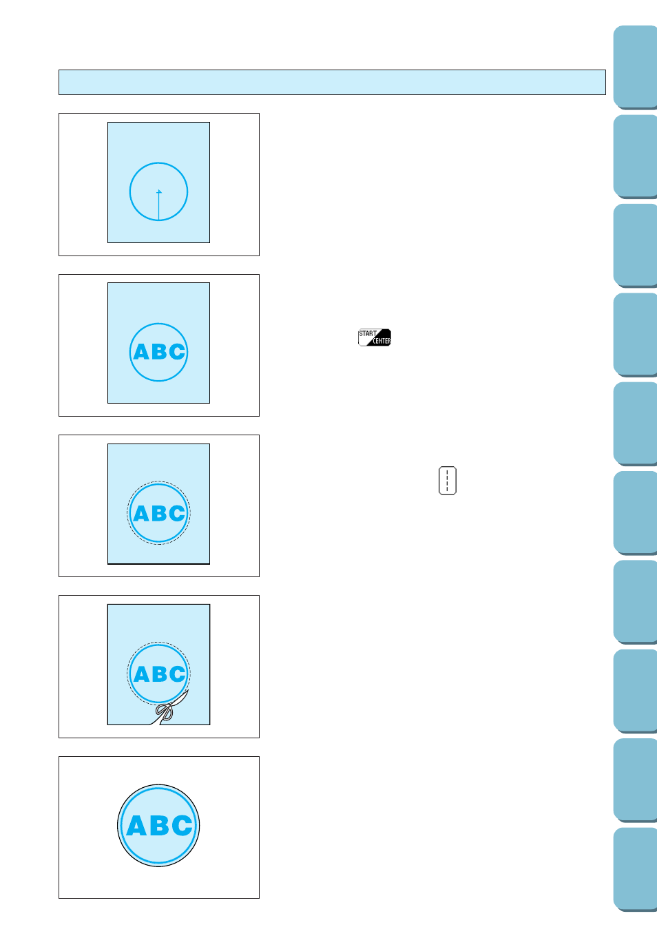 Combining a frame pattern with a design, Making badges or decorative patches | Brother PC 6500 User Manual | Page 122 / 140