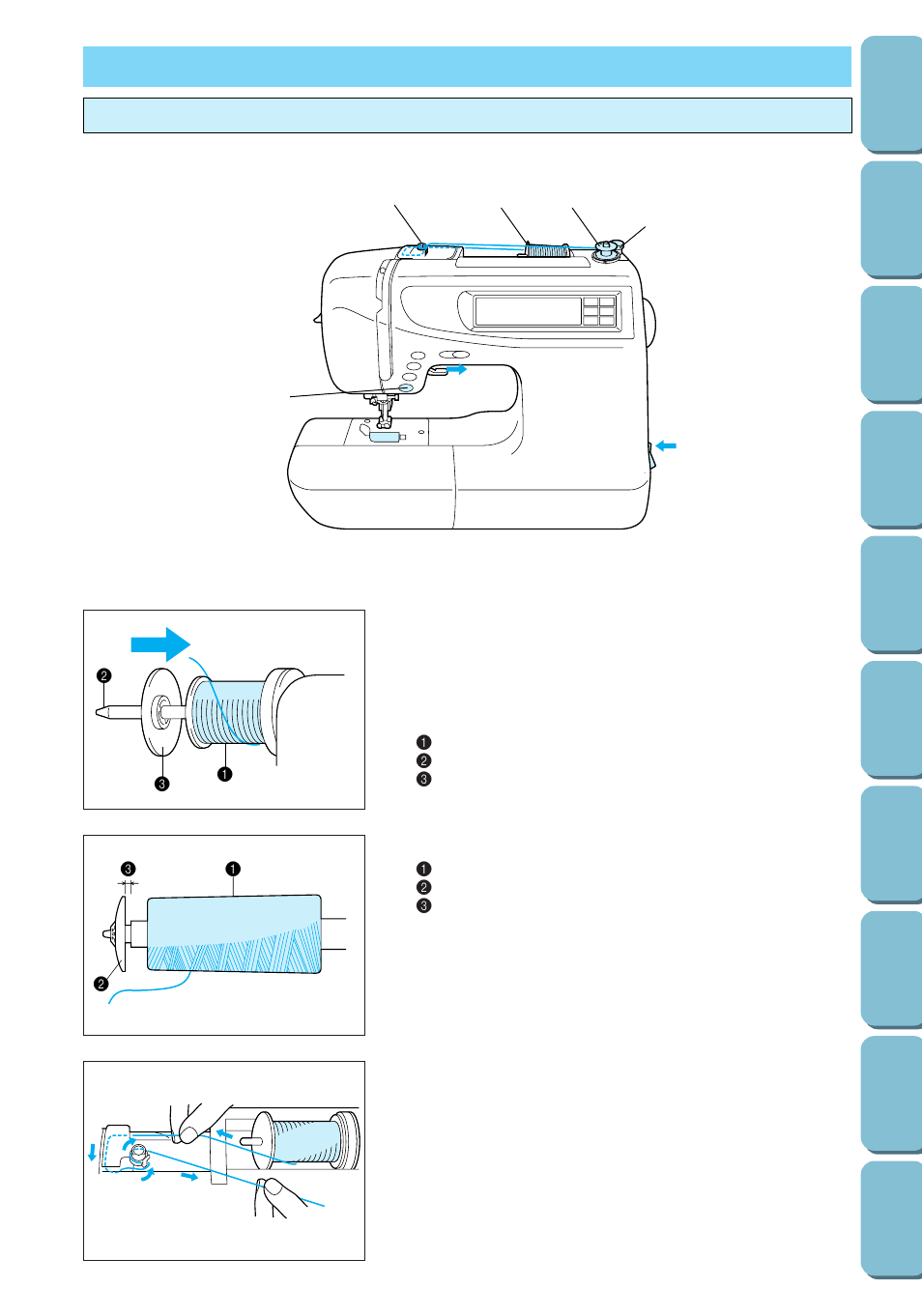 Bobbin winding / lower threading, Winding the bobbin | Brother PC 6500 User Manual | Page 24 / 140