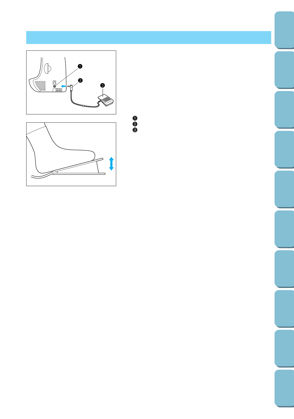 Foot controller | Brother PC 6500 User Manual | Page 31 / 140