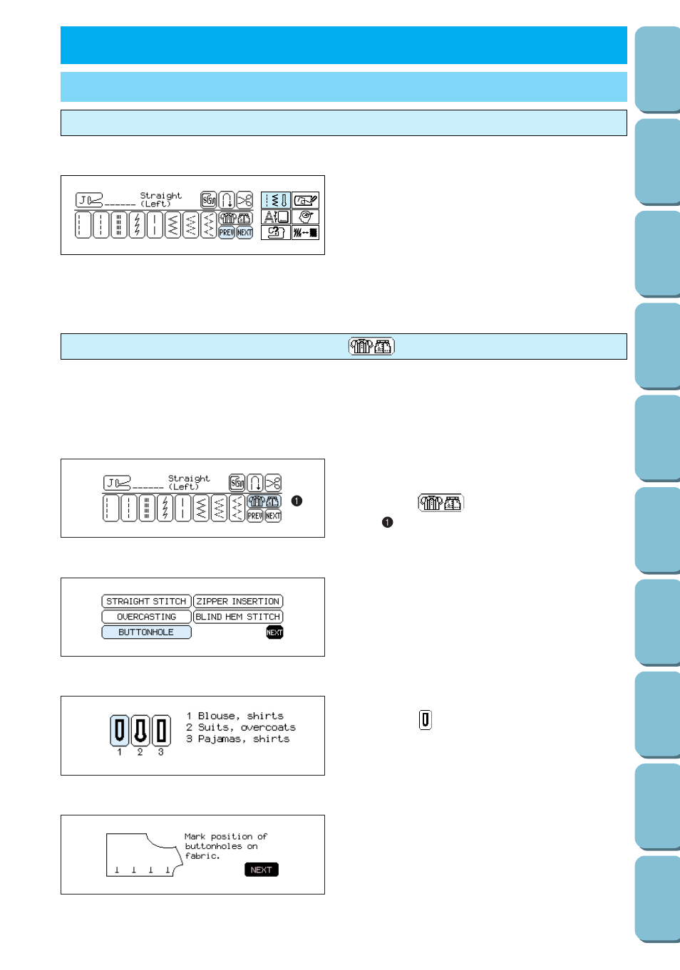 Sewing, Stitch selection, Sewing chapter 2 | Selecting a utility stitch, Selecting a stitch with the stitch guide ( ) | Brother PC 6500 User Manual | Page 32 / 140