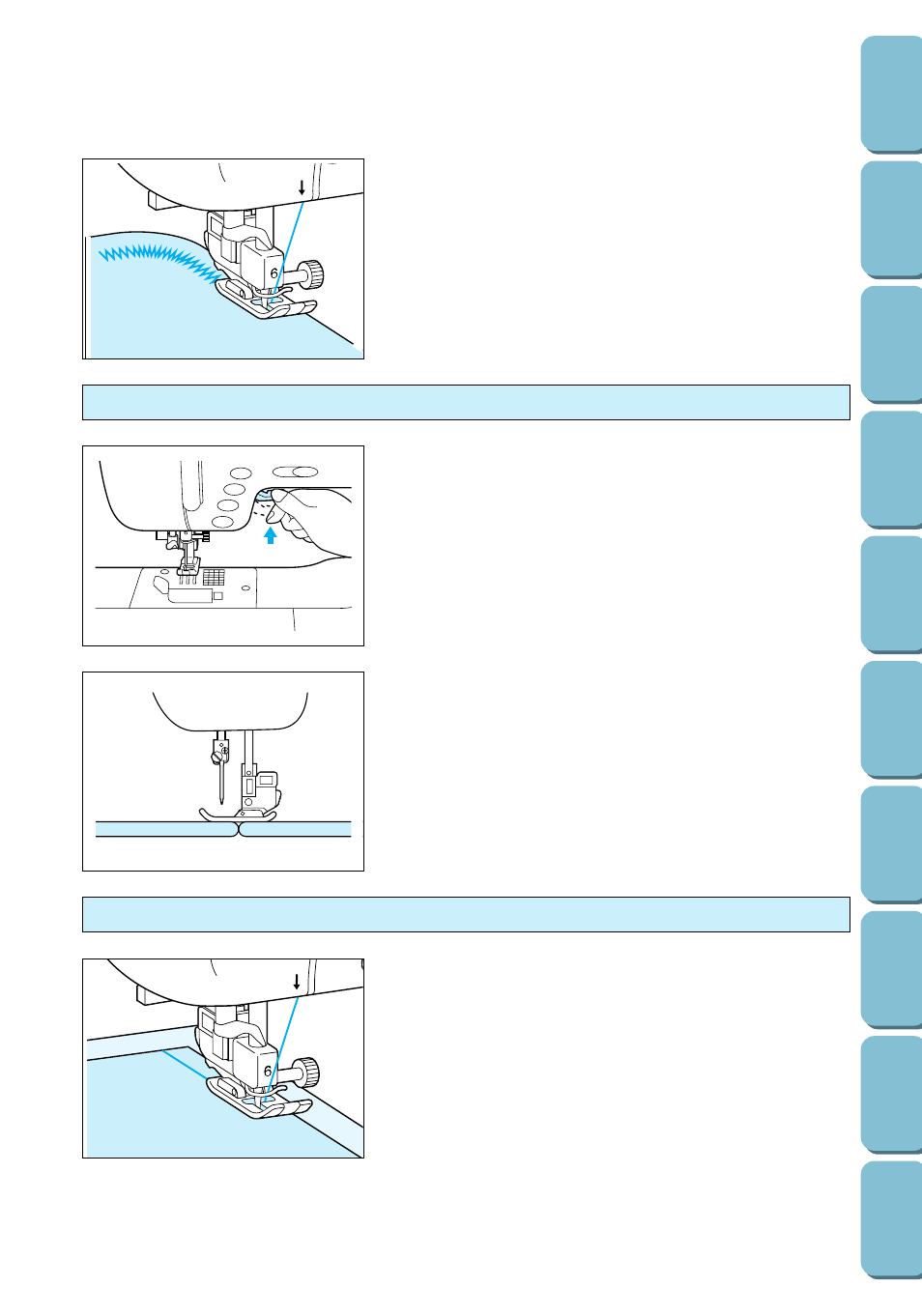 Sewing thick fabric sewing thin fabric, Sewing thick fabric, Sewing thin fabric | Brother PC 6500 User Manual | Page 44 / 140