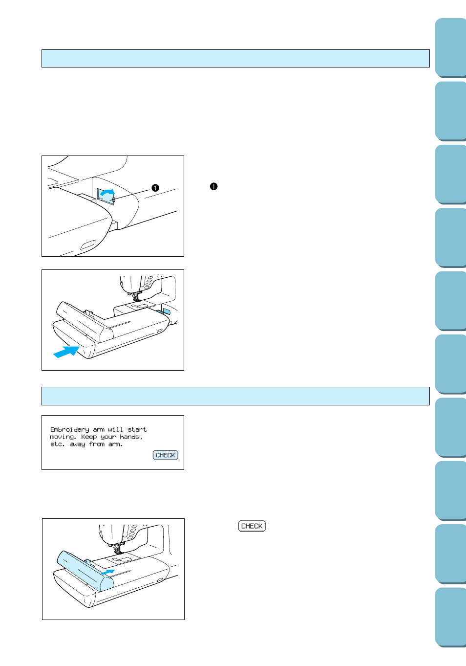 Initializing the embroidery unit, Installing the embroidery unit | Brother PC 6500 User Manual | Page 90 / 140