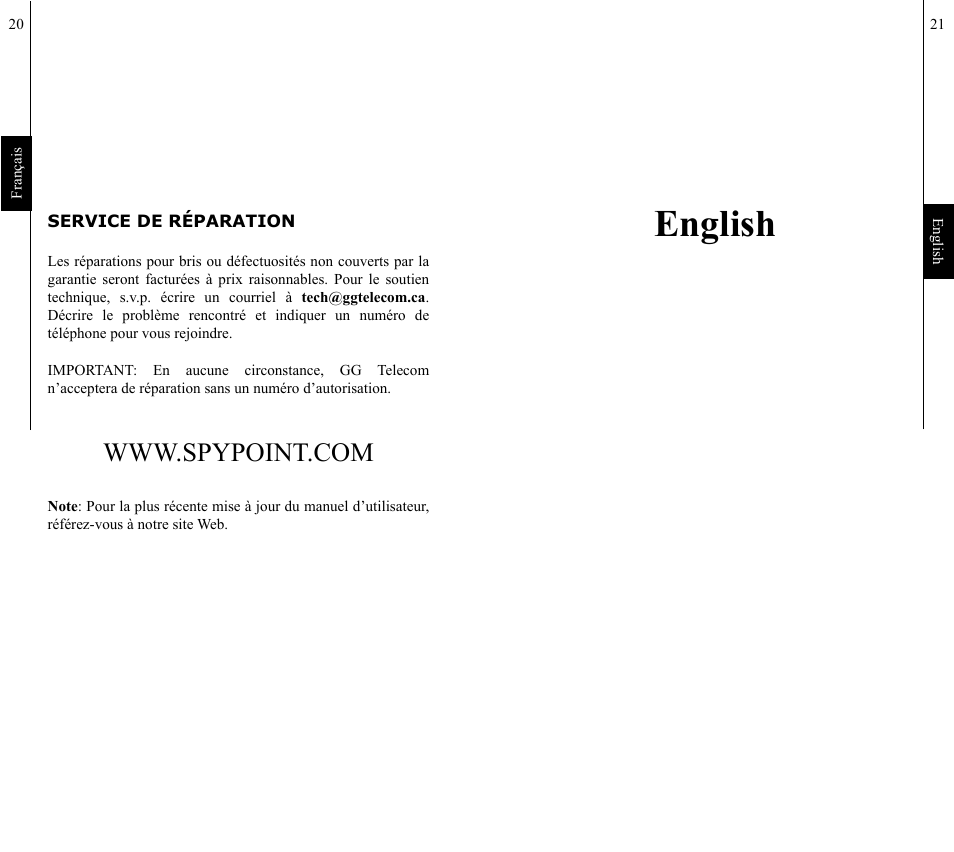 English | SPYPOINT IR-10 User Manual | Page 11 / 27