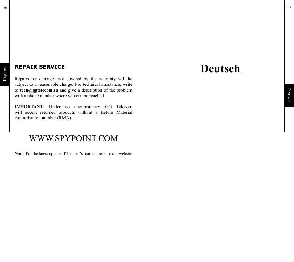 Deutsch | SPYPOINT IR-10 User Manual | Page 19 / 27