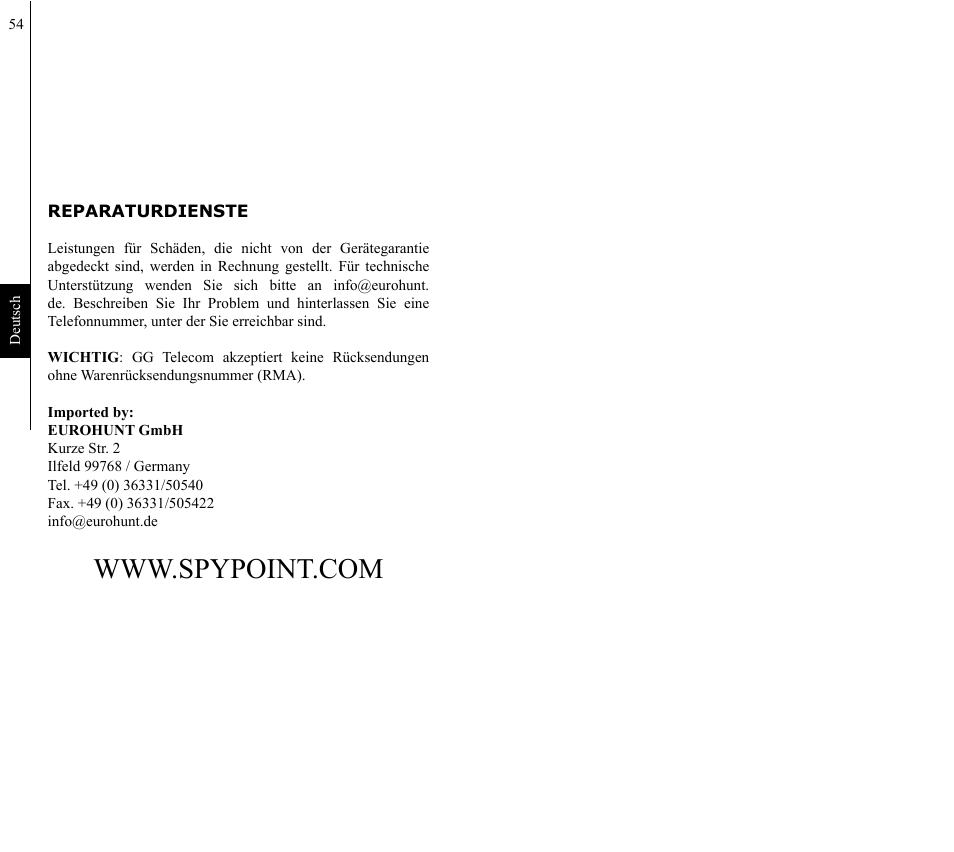 SPYPOINT IR-8 User Manual | Page 28 / 28