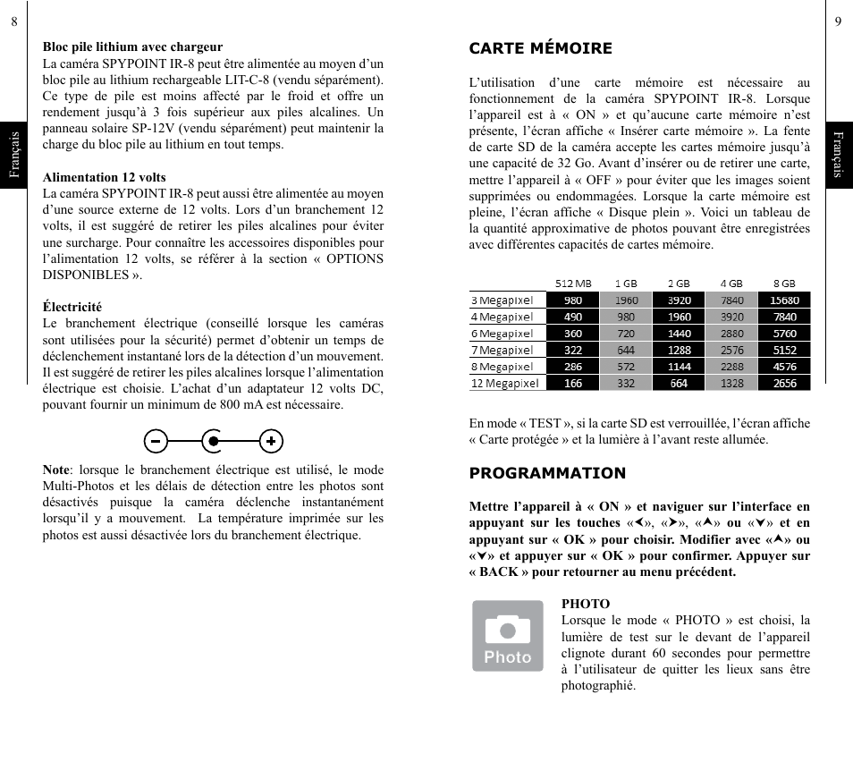 SPYPOINT IR-8 User Manual | Page 5 / 28