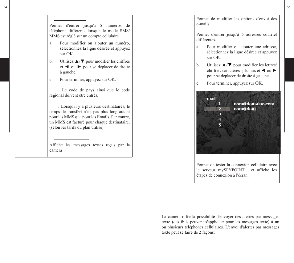 Configuration messages texte | SPYPOINT S-LIVE User Manual | Page 28 / 49