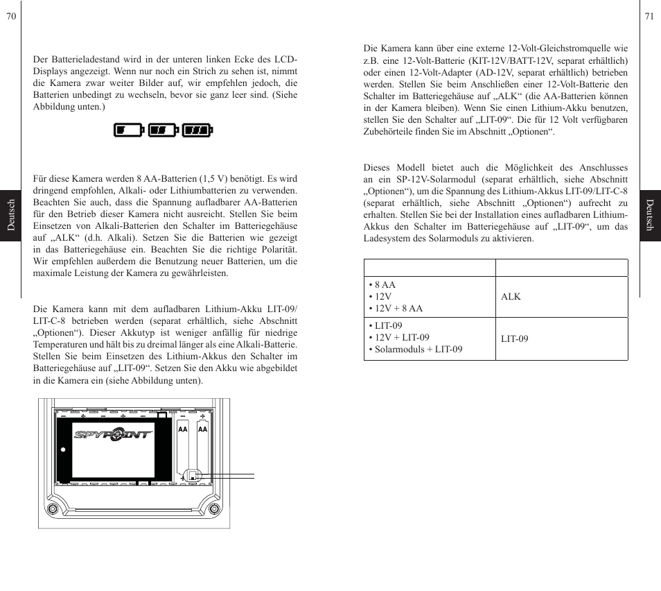 Stromversorgung | SPYPOINT S-LIVE User Manual | Page 36 / 49