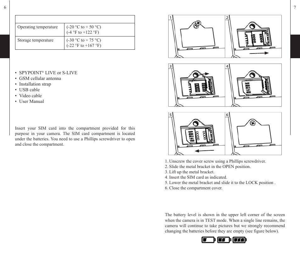 Kit includes, Installing the sim card, Power supply | SPYPOINT S-LIVE User Manual | Page 4 / 49