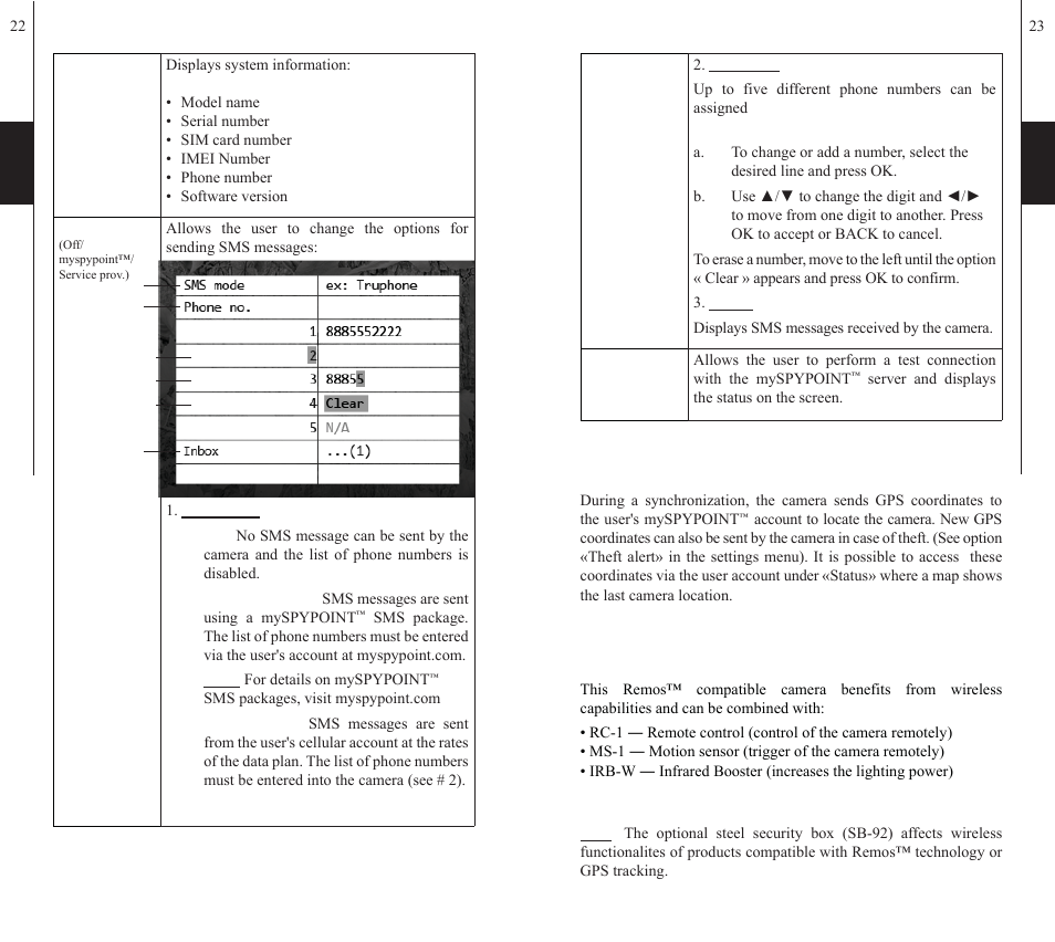 Gps function, Remos™ technology | SPYPOINT S-LIVE-3G User Manual | Page 12 / 49
