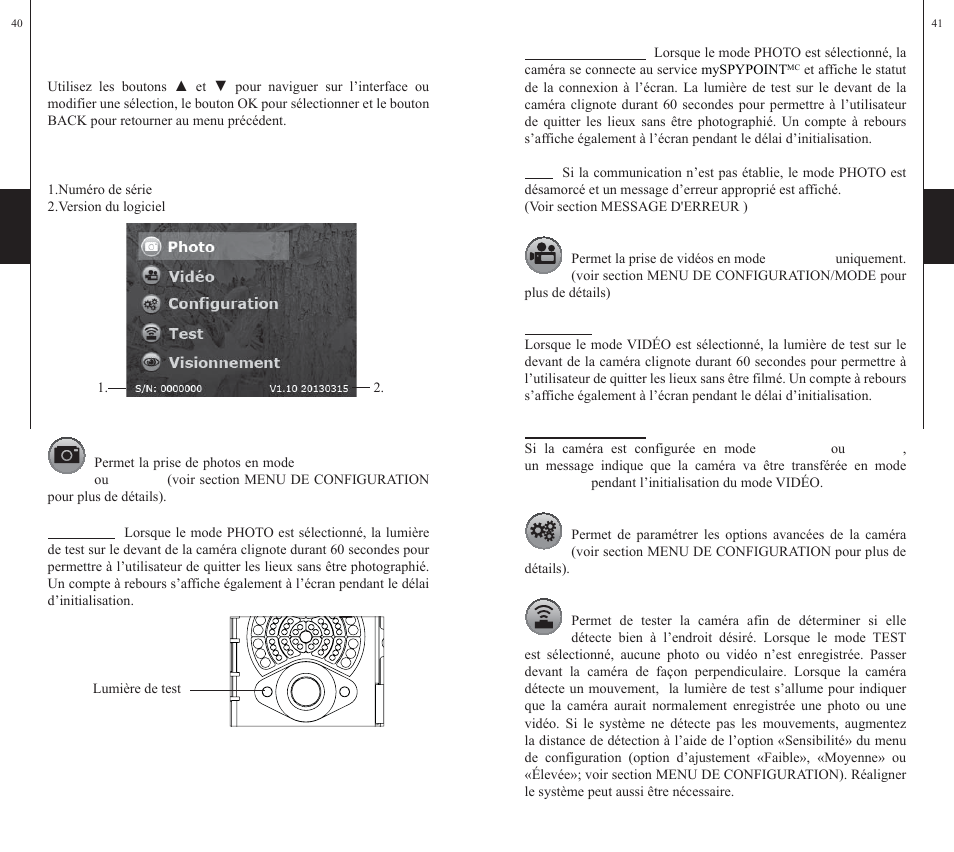 Menu principal | SPYPOINT S-LIVE-3G User Manual | Page 21 / 49
