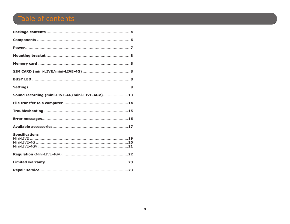 SPYPOINT Mini-LIVE-4GV User Manual User Manual | Page 3 / 23