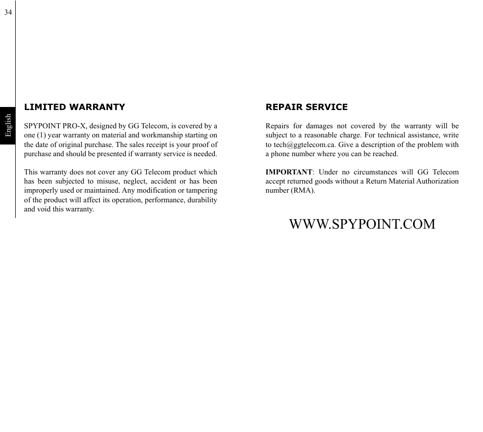 SPYPOINT PRO-X User Manual | Page 18 / 27