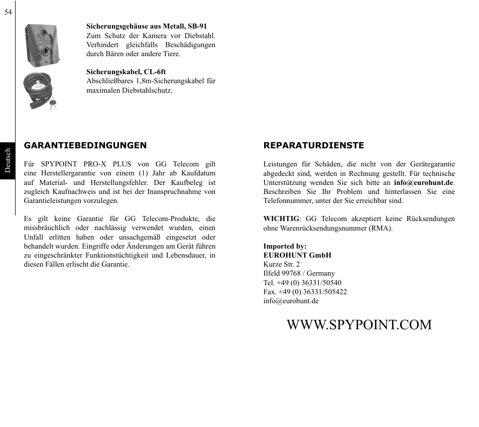 SPYPOINT Pro-X Plus User Manual | Page 28 / 28