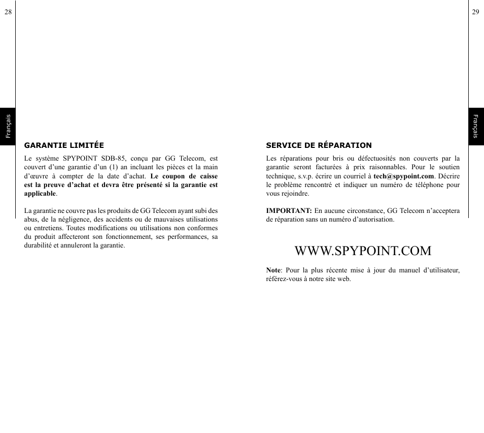 SPYPOINT SDB-85 User Manual | Page 15 / 22