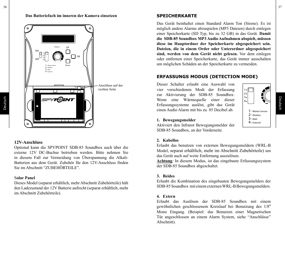 12v-anschluss | SPYPOINT SDB-85 User Manual | Page 19 / 22
