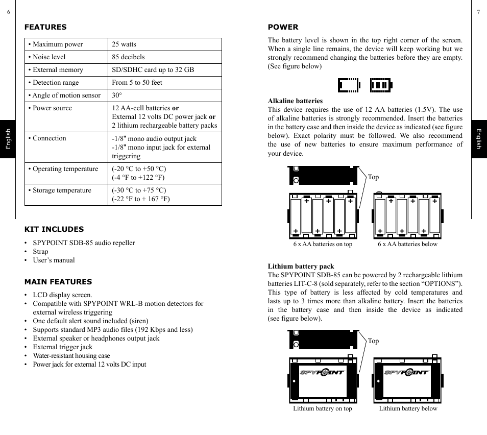 SPYPOINT SDB-85 User Manual | Page 4 / 22