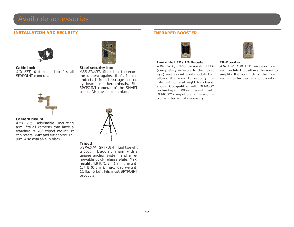 Ately (p.17, Available accessories | SPYPOINT SMART-8 User Manual User Manual | Page 17 / 20