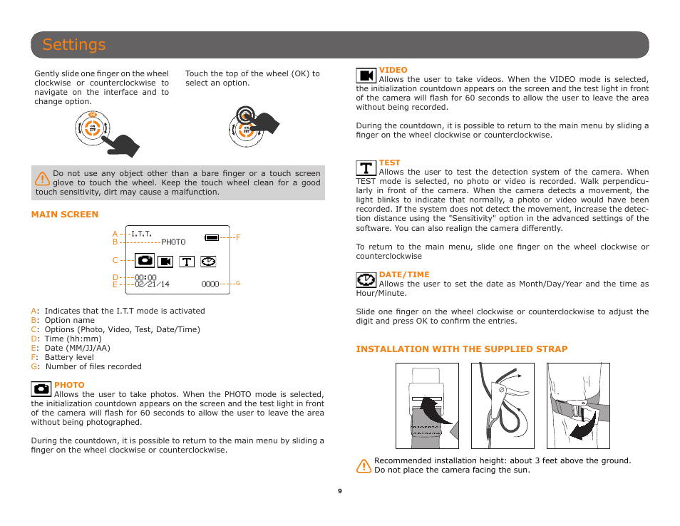 Settings, Ming options (p.9), Ap included (p.9) | SPYPOINT SMART-8 User Manual User Manual | Page 9 / 20