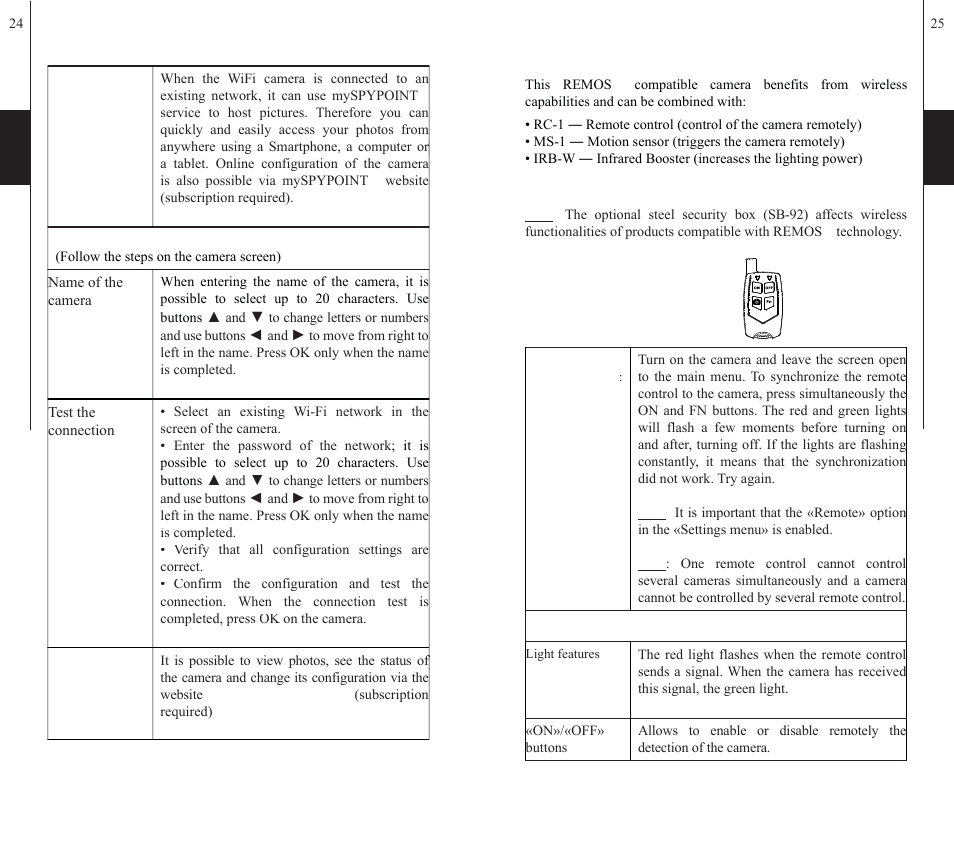 Remote control, Remos, Technology | SPYPOINT WiFi User Manual | Page 13 / 47
