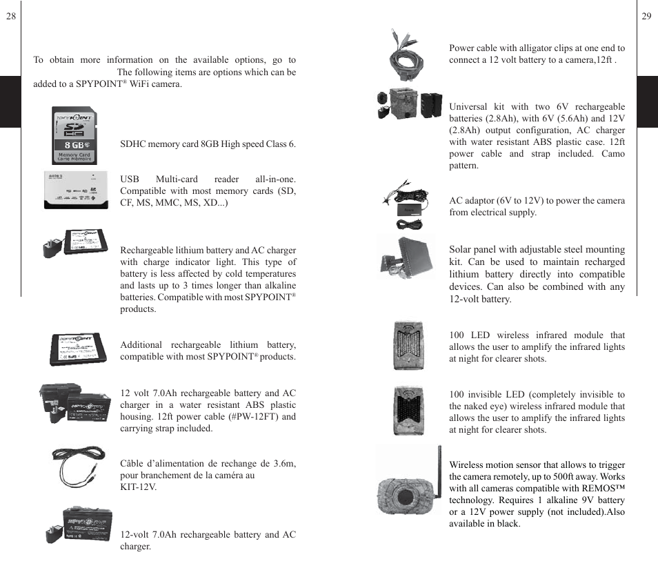 Options | SPYPOINT WiFi User Manual | Page 15 / 47