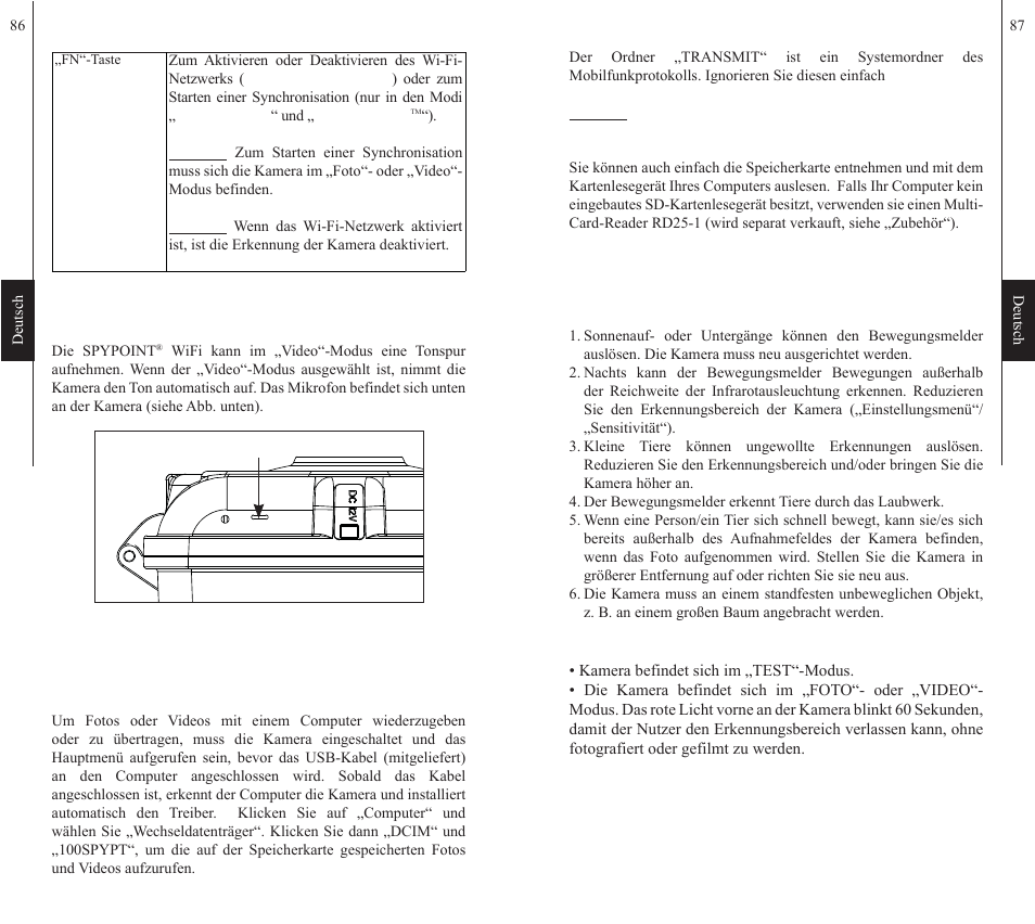 Tonaufnahmen, Herunterladen auf einen computer, Fehlersuche | SPYPOINT WiFi User Manual | Page 44 / 47