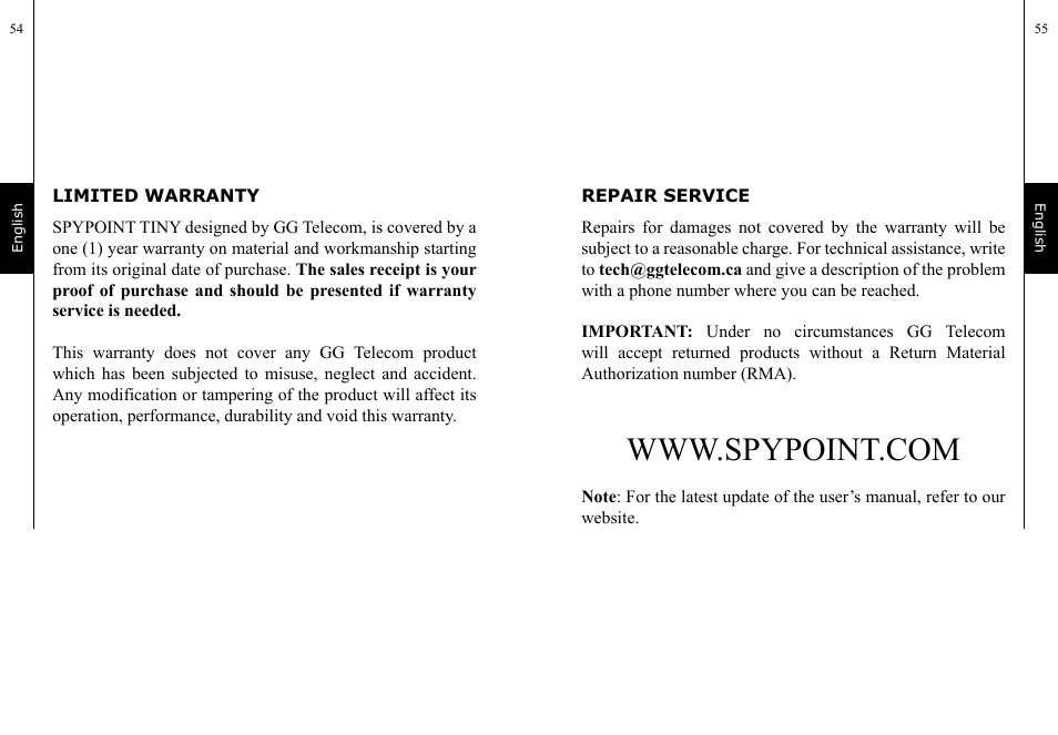 SPYPOINT TINY User Manual | Page 28 / 42