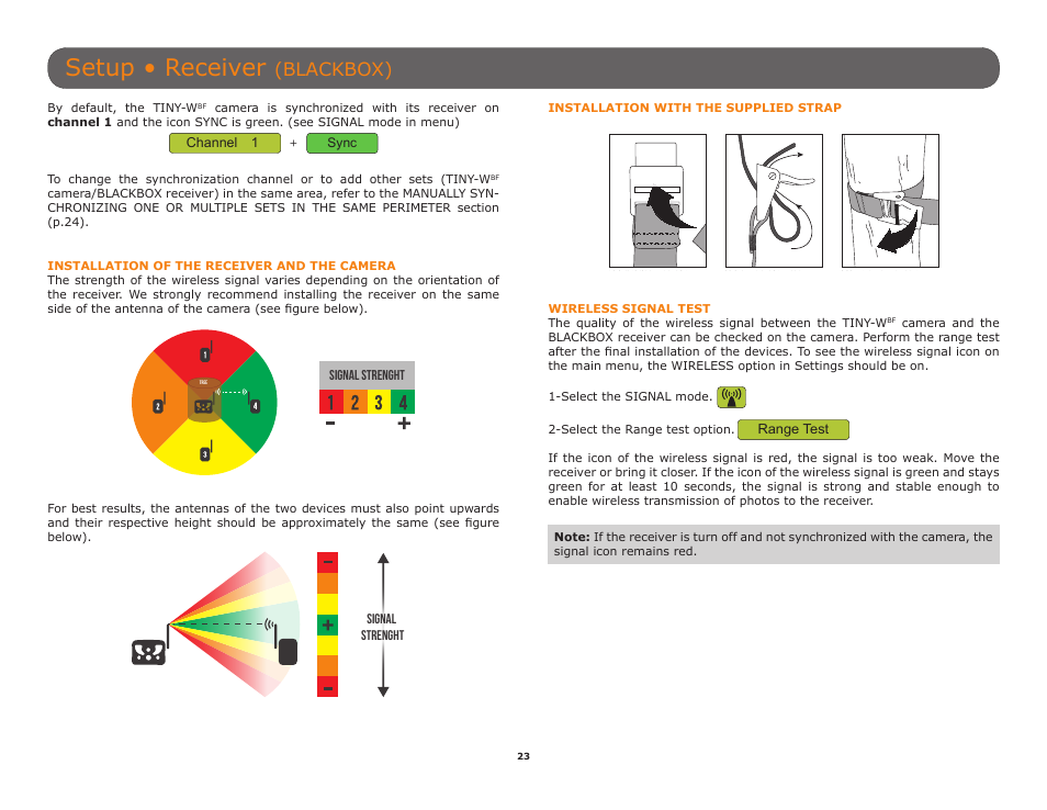 P.23), Setup • receiver, Blackbox) | SPYPOINT TINY-W3 User Manual | Page 23 / 54
