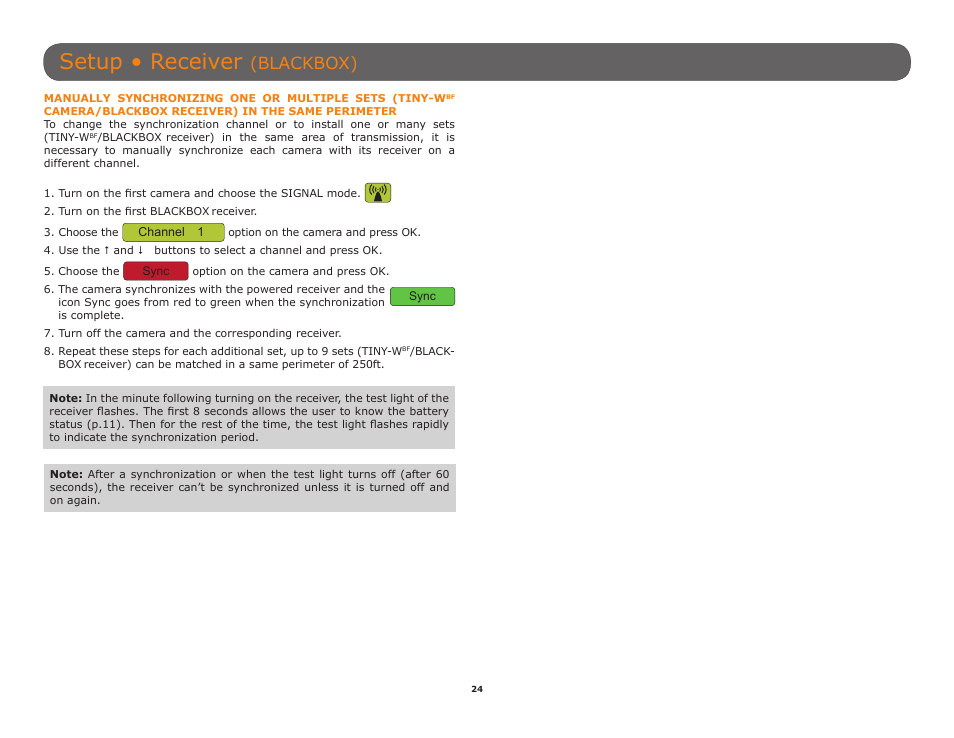 Period (p.24), Setup • receiver, Blackbox) | SPYPOINT TINY-W3 User Manual | Page 24 / 54