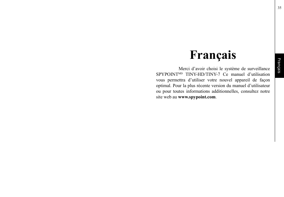 Français | SPYPOINT TINY-7 User Manual | Page 18 / 51