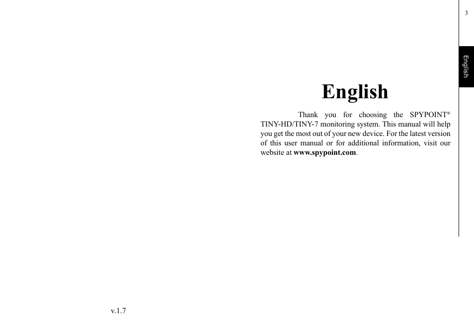 English | SPYPOINT TINY-7 User Manual | Page 2 / 51