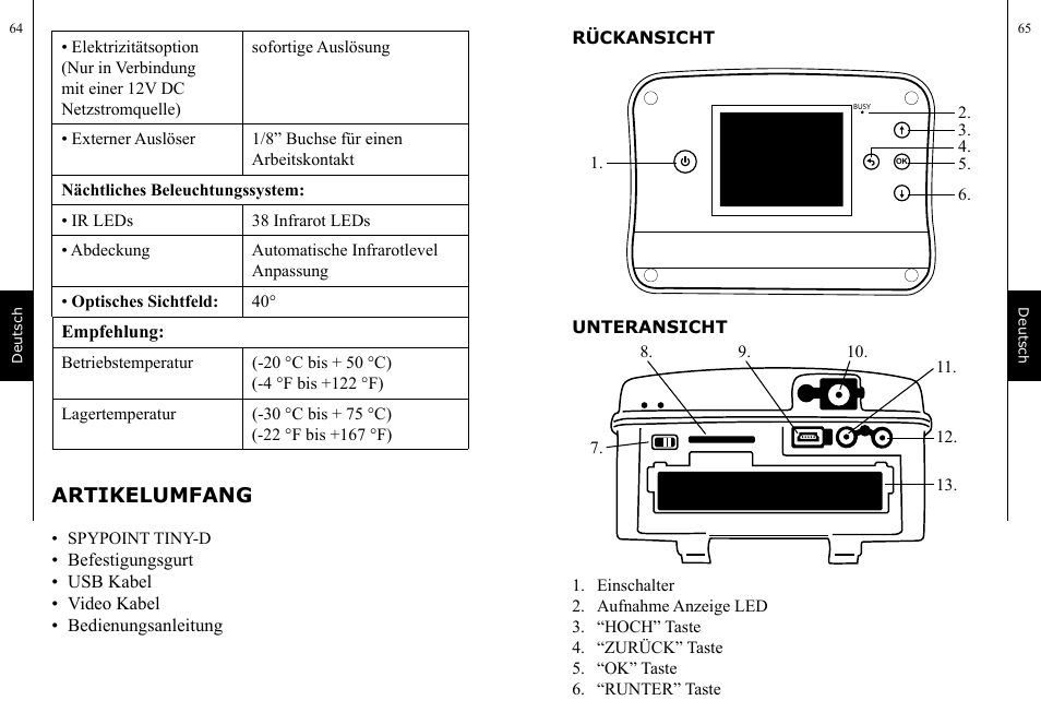Artikelumfang | SPYPOINT TINY-D User Manual | Page 33 / 45