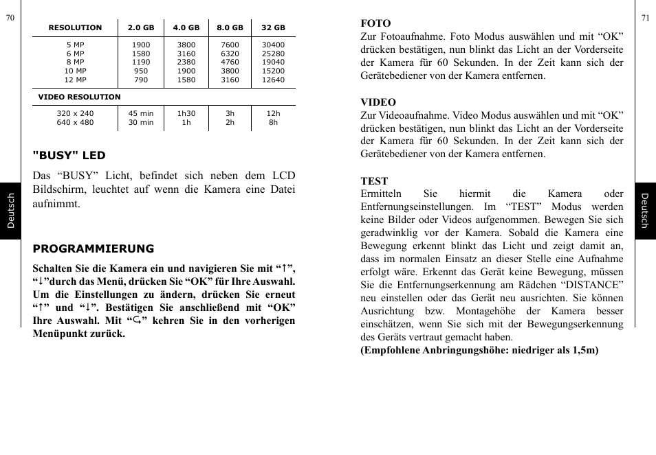 Busy, Busy" led | SPYPOINT TINY-D User Manual | Page 36 / 45