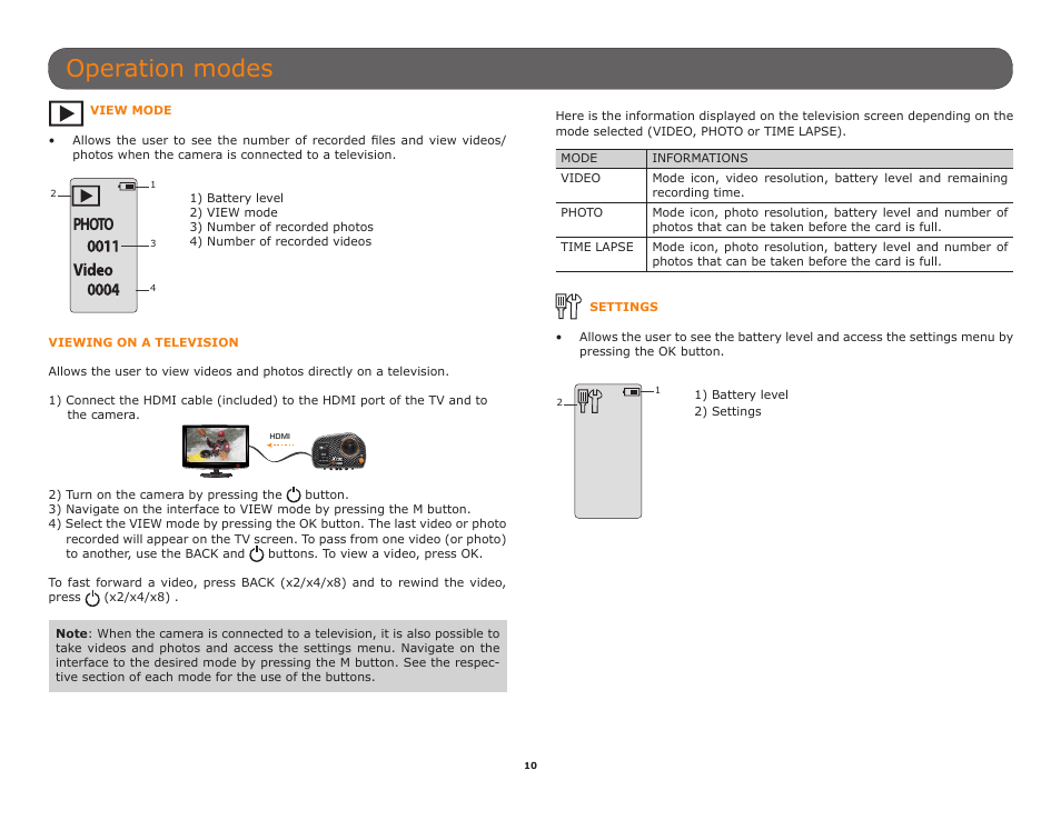 Operation modes, Photo | SPYPOINT XCEL HD2 User Manual User Manual | Page 10 / 26