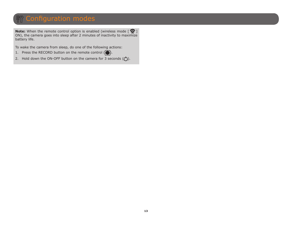 Configuration modes | SPYPOINT XCEL HD2 User Manual User Manual | Page 13 / 26