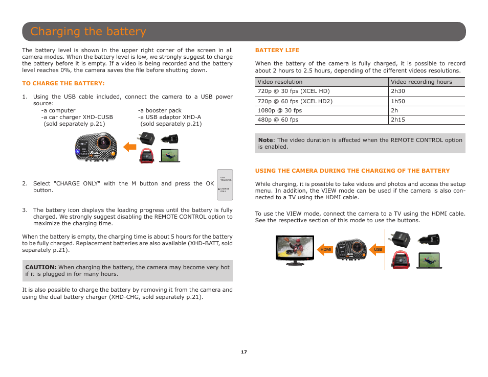 Charging the battery, P.17) | SPYPOINT XCEL HD2 User Manual User Manual | Page 17 / 26