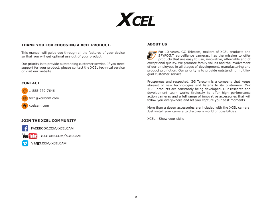 SPYPOINT XCEL HD2 User Manual User Manual | Page 2 / 26