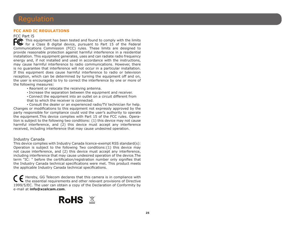 Regulation | SPYPOINT XCEL HD2 User Manual User Manual | Page 25 / 26