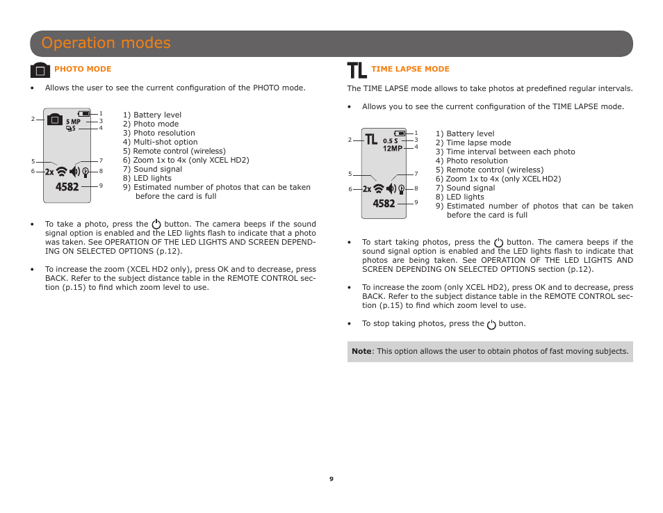 Operation modes | SPYPOINT XCEL HD2 User Manual User Manual | Page 9 / 26