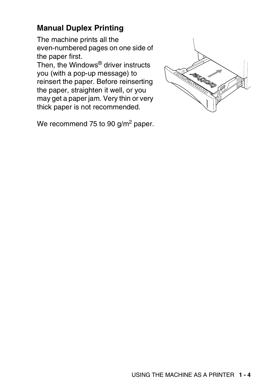 Manual duplex printing, Manual duplex printing -4 | Brother MFC 8840D A User Manual | Page 11 / 183