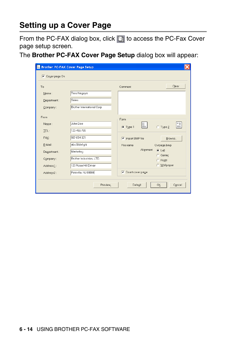 Setting up a cover page | Brother MFC 8840D A User Manual | Page 110 / 183