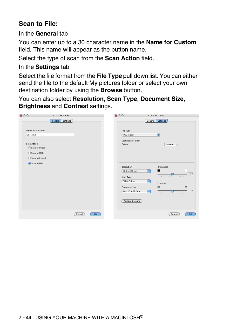 Scan to file, Scan to file: -44 | Brother MFC 8840D A User Manual | Page 160 / 183