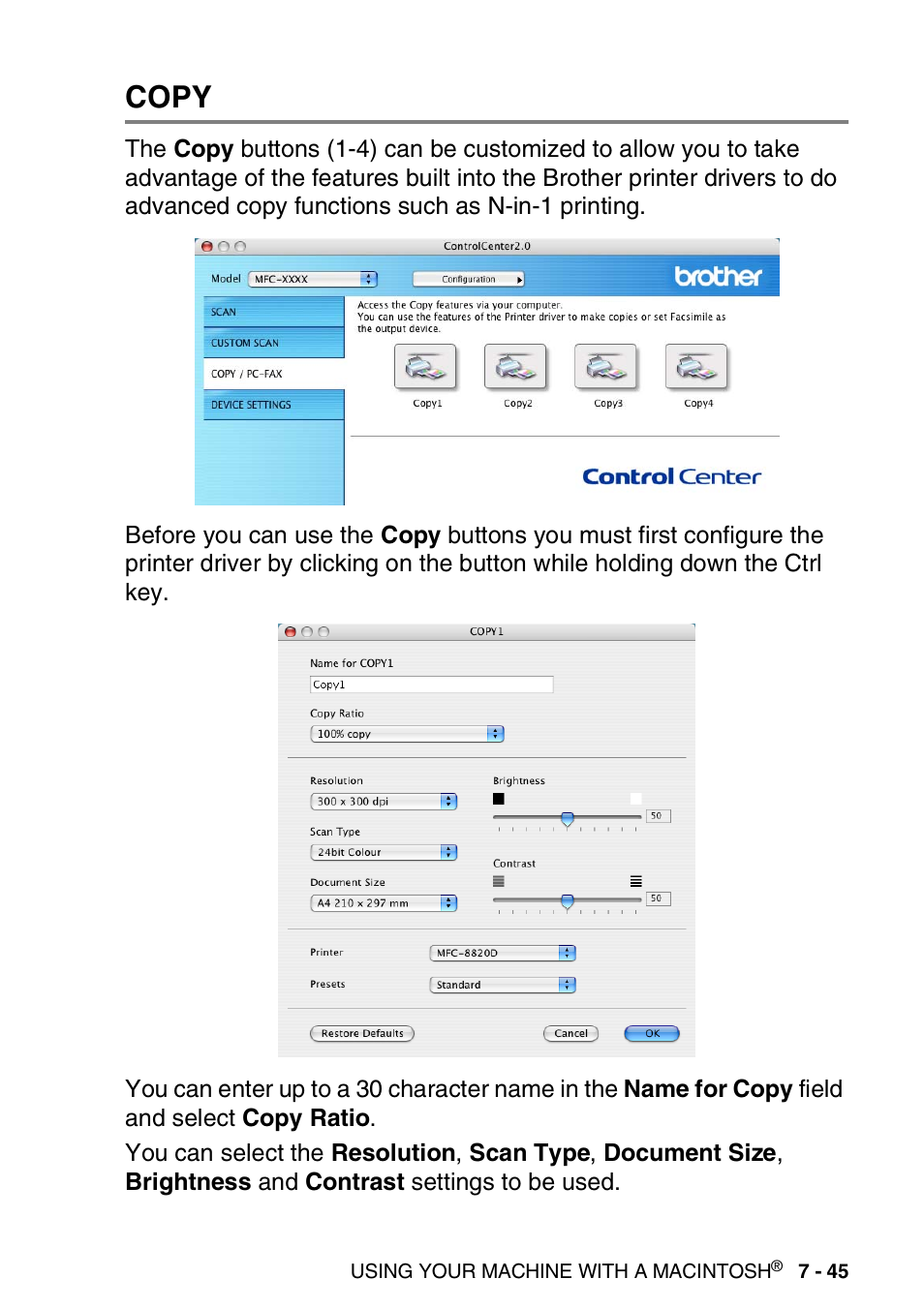 Copy, Copy -45 | Brother MFC 8840D A User Manual | Page 161 / 183