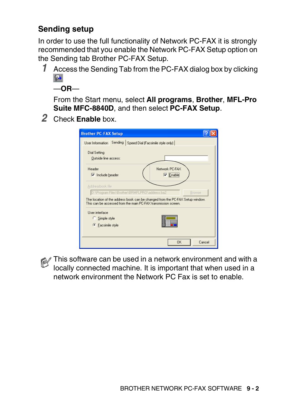 Sending setup, Sending setup -2 | Brother MFC 8840D A User Manual | Page 177 / 183