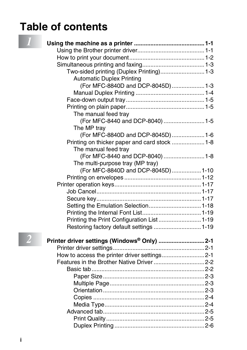 Brother MFC 8840D A User Manual | Page 2 / 183
